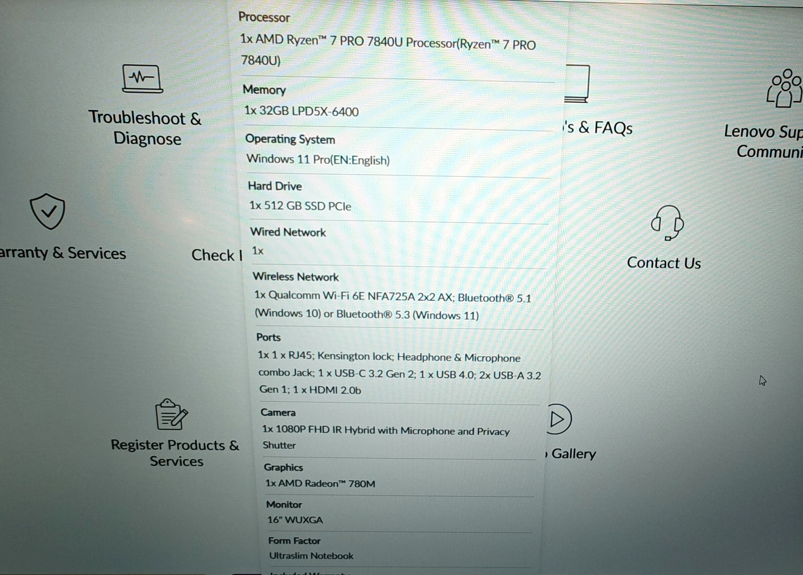 Lenovo ThinkPad T16 Gen 2 — Ryzen 7 PRO 7840U 32GB 512GB SSD WTY 2029