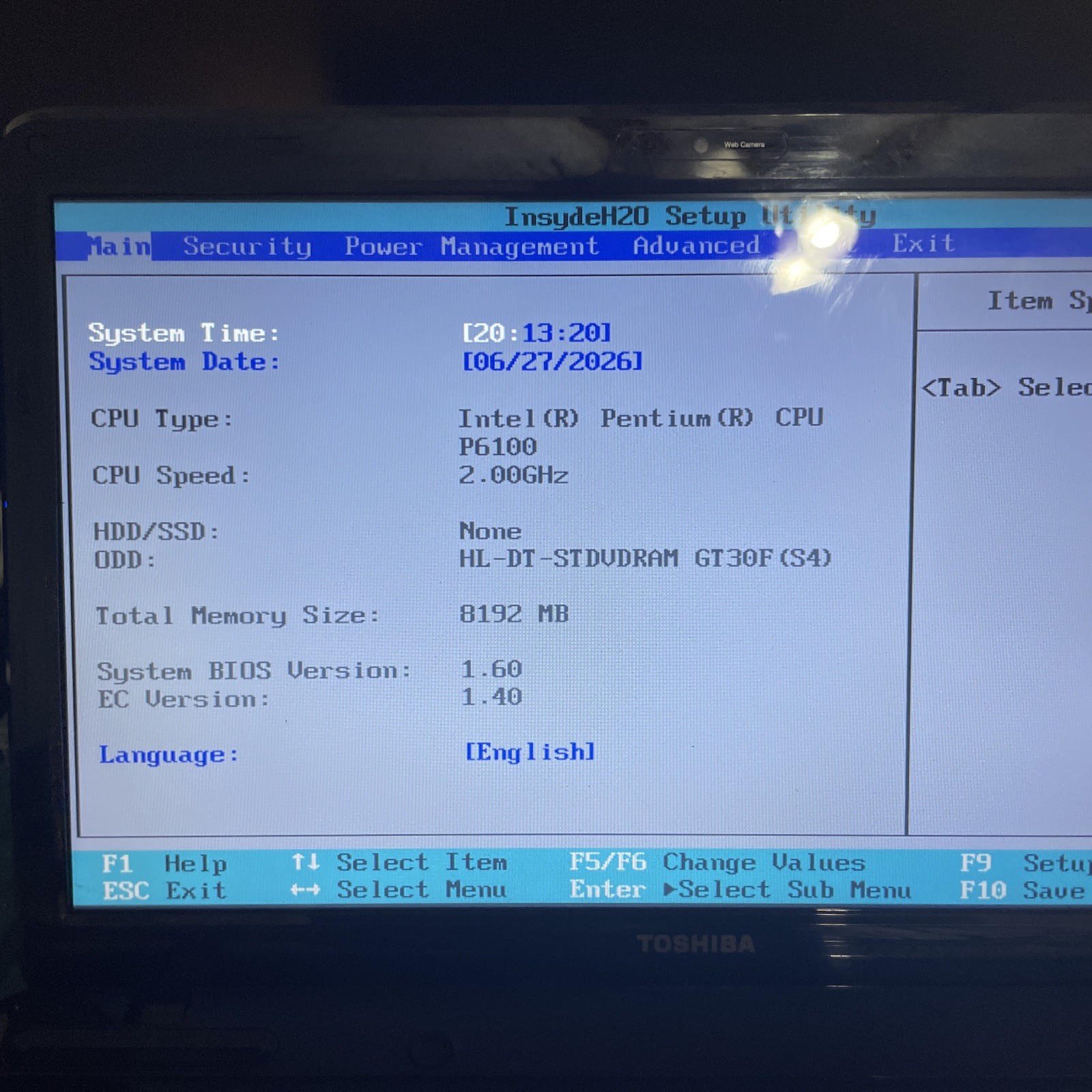 Toshiba Satellite L655-S5096 | Intel Pentium P6100 2.00GHz | 8GB RAM | NO HDD/OS