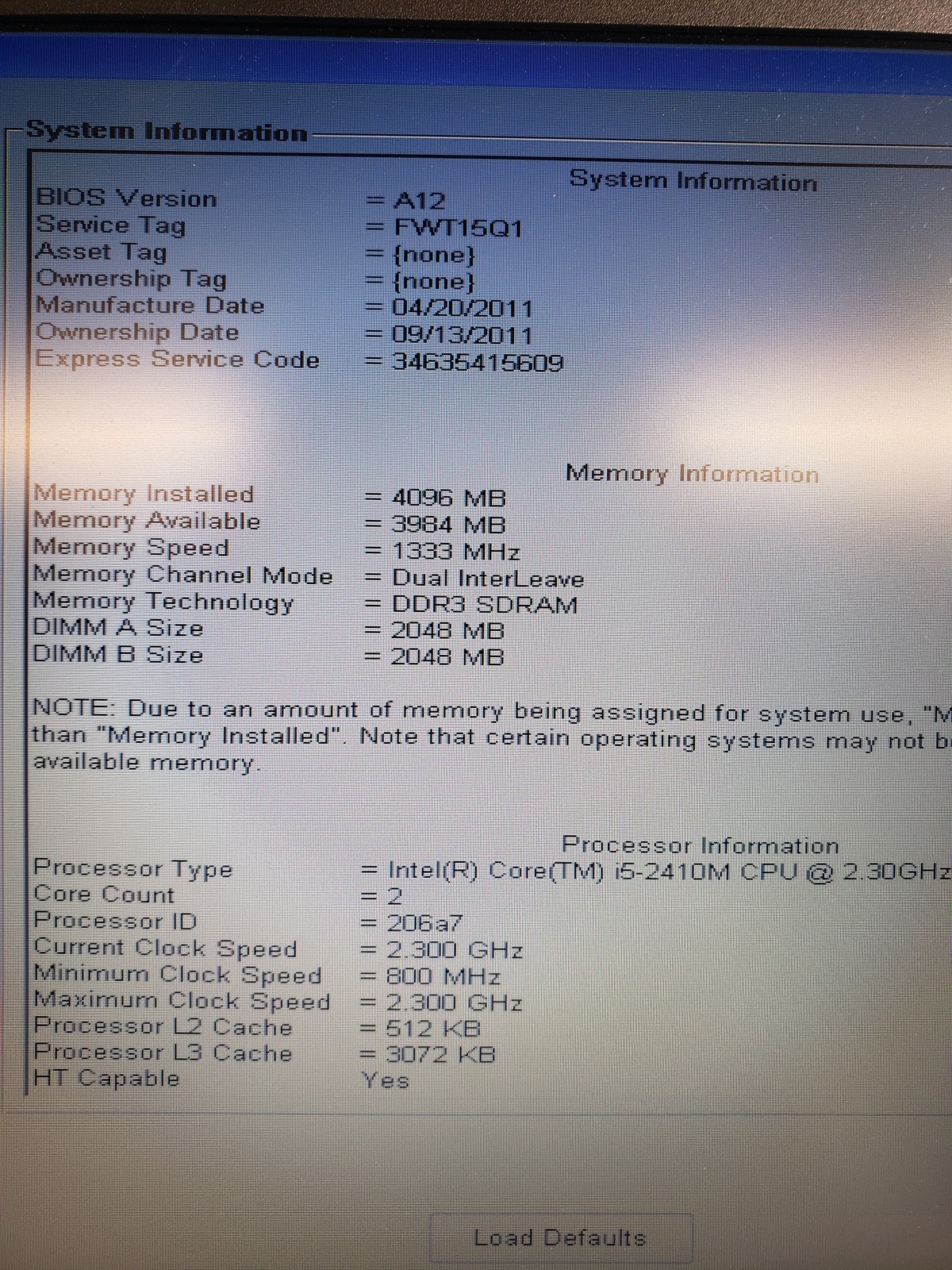 Dell Latitude E6420 i5-2410M 4GB No Drive 14″ Laptop