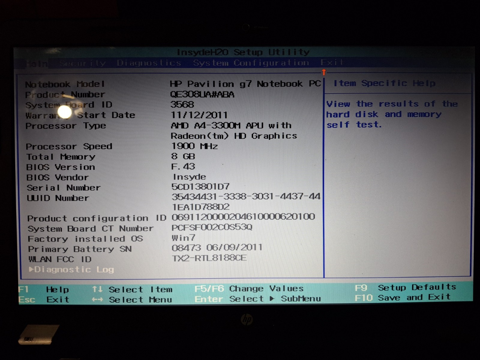 HP Pavilion g7 Notebook AMD A4-3300M 1.90GHz 8GB No HDD + Charger