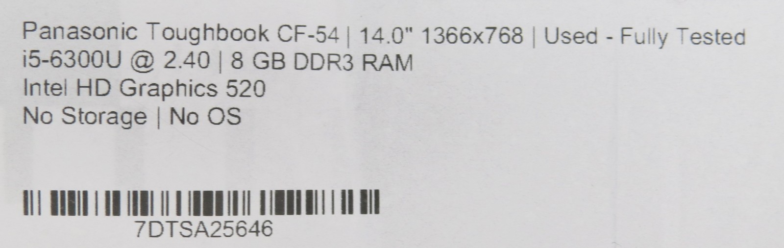 Toughbook CF-54 MK2 | i5-6300U @ 2.4GHz | 8GB DDR3 | No HDD/OS *READ*