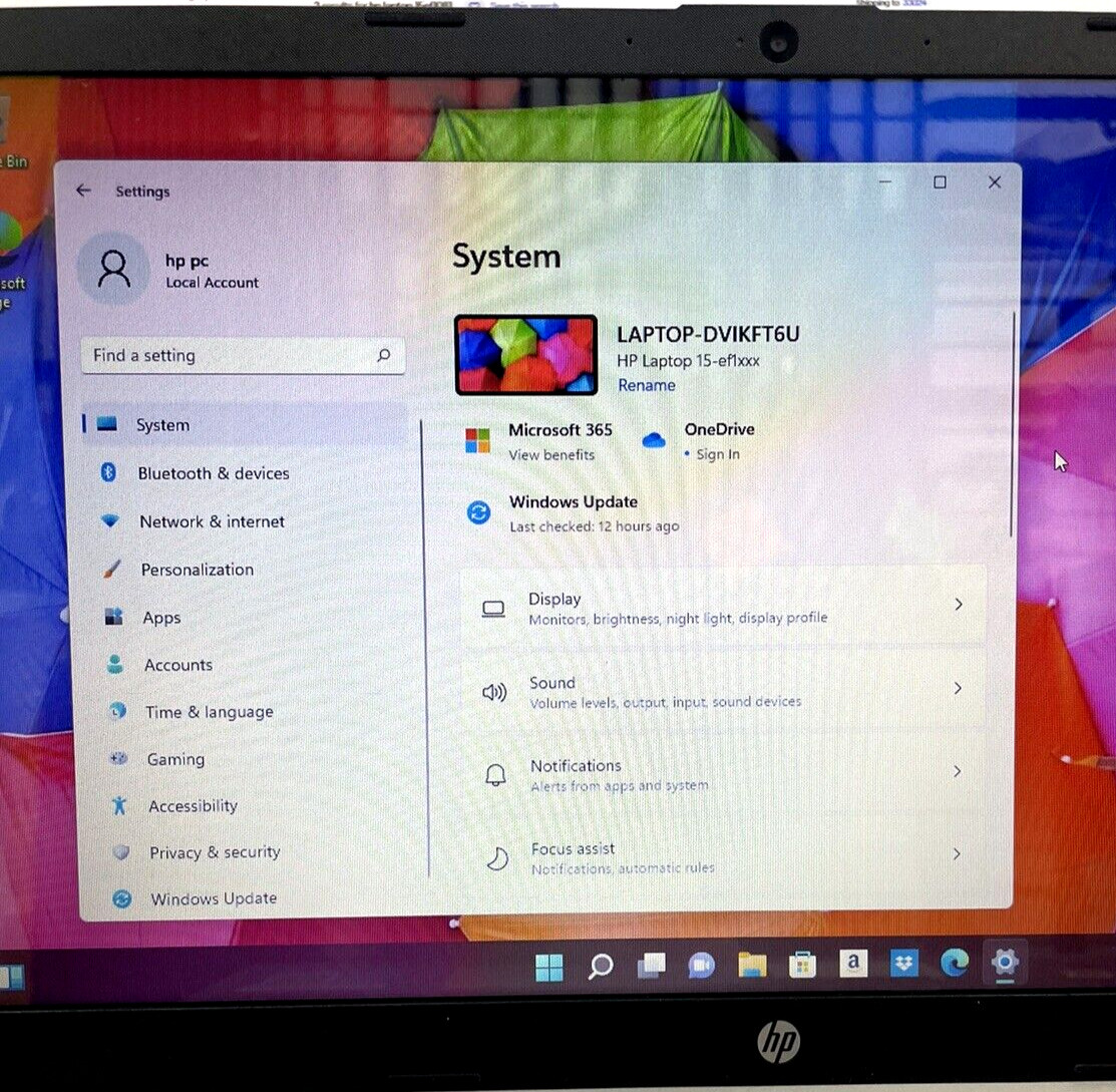 HP 15-EF1081NR 4GB Ram 256GB SSD Laptop Notebook w11h