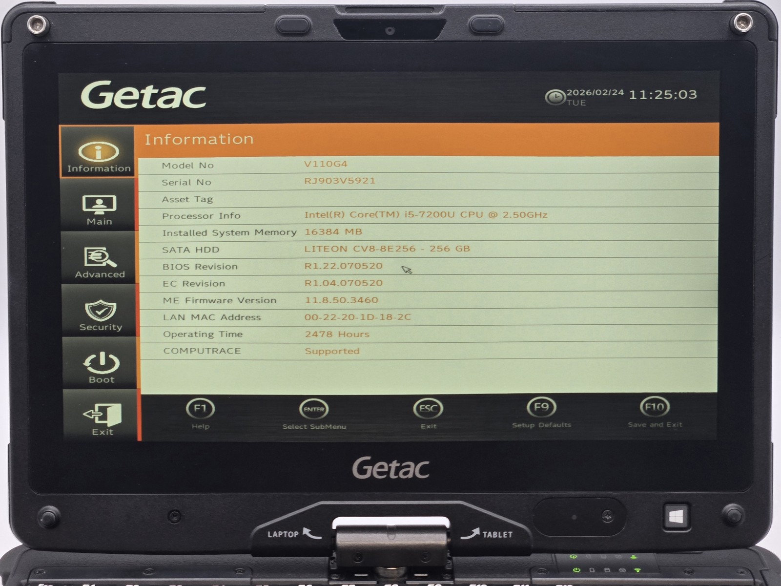 Getac V110G4 2-in-1 11″ HD Touch I5-7200U 256GB SSD 16GB W10 Pro Webcam *READ*