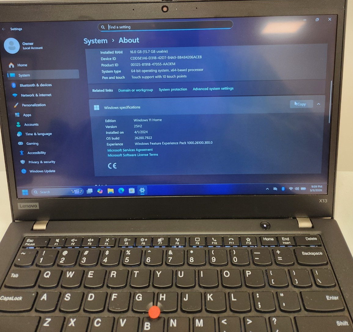 Lenovo ThinkPad X13 Gen 1 Core i7-10610U 16GB RAM 256GB NVME TCH SCRN READ #0411