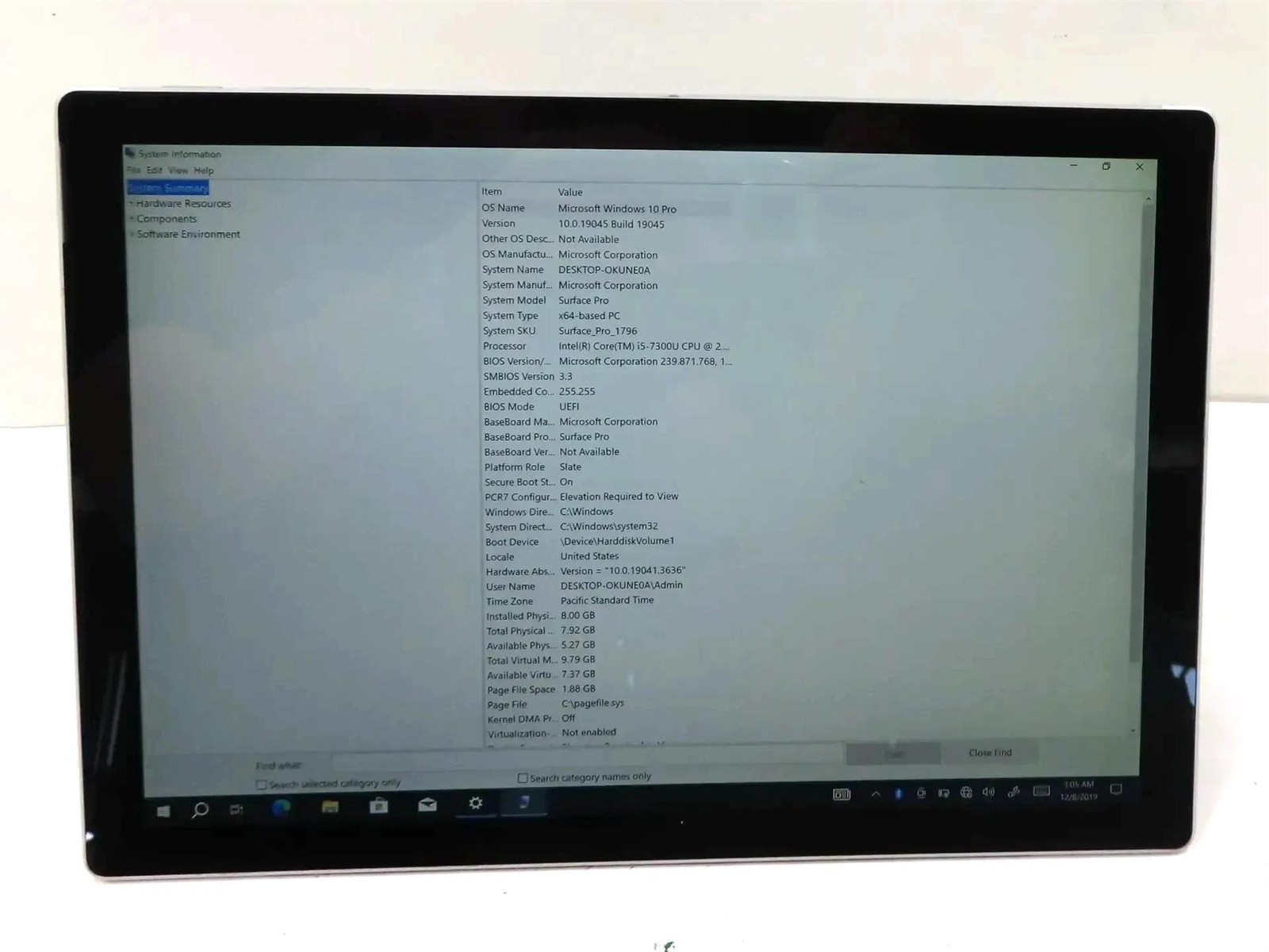 Microsoft Surface Pro 5 1796 Core i5-7300U 2.60GHz 8GB 256GB Win 10 Pro