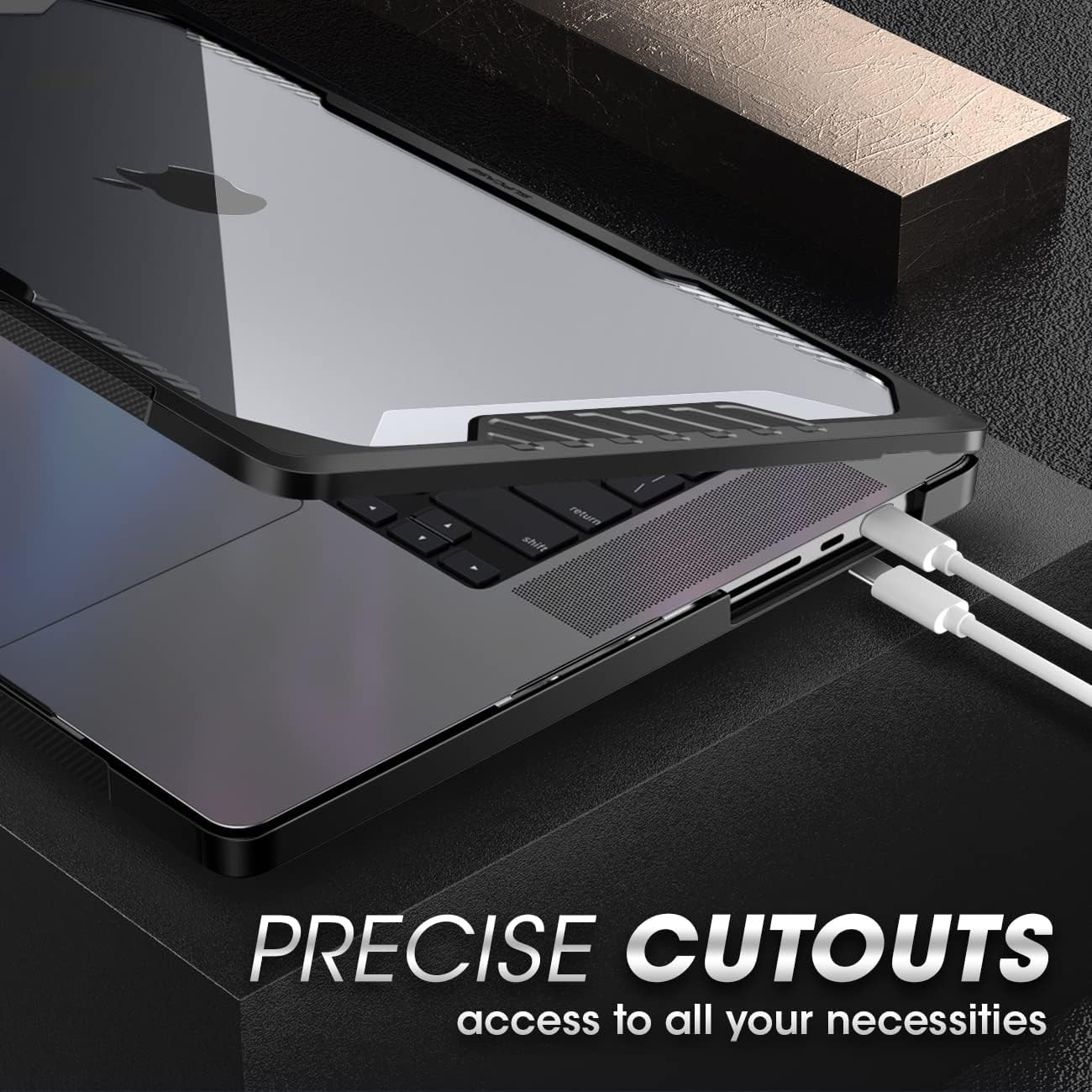 MacBook Pro 16 Inch Case 2026-2021 Heavy Duty Hard Shell Protective Cover, Black