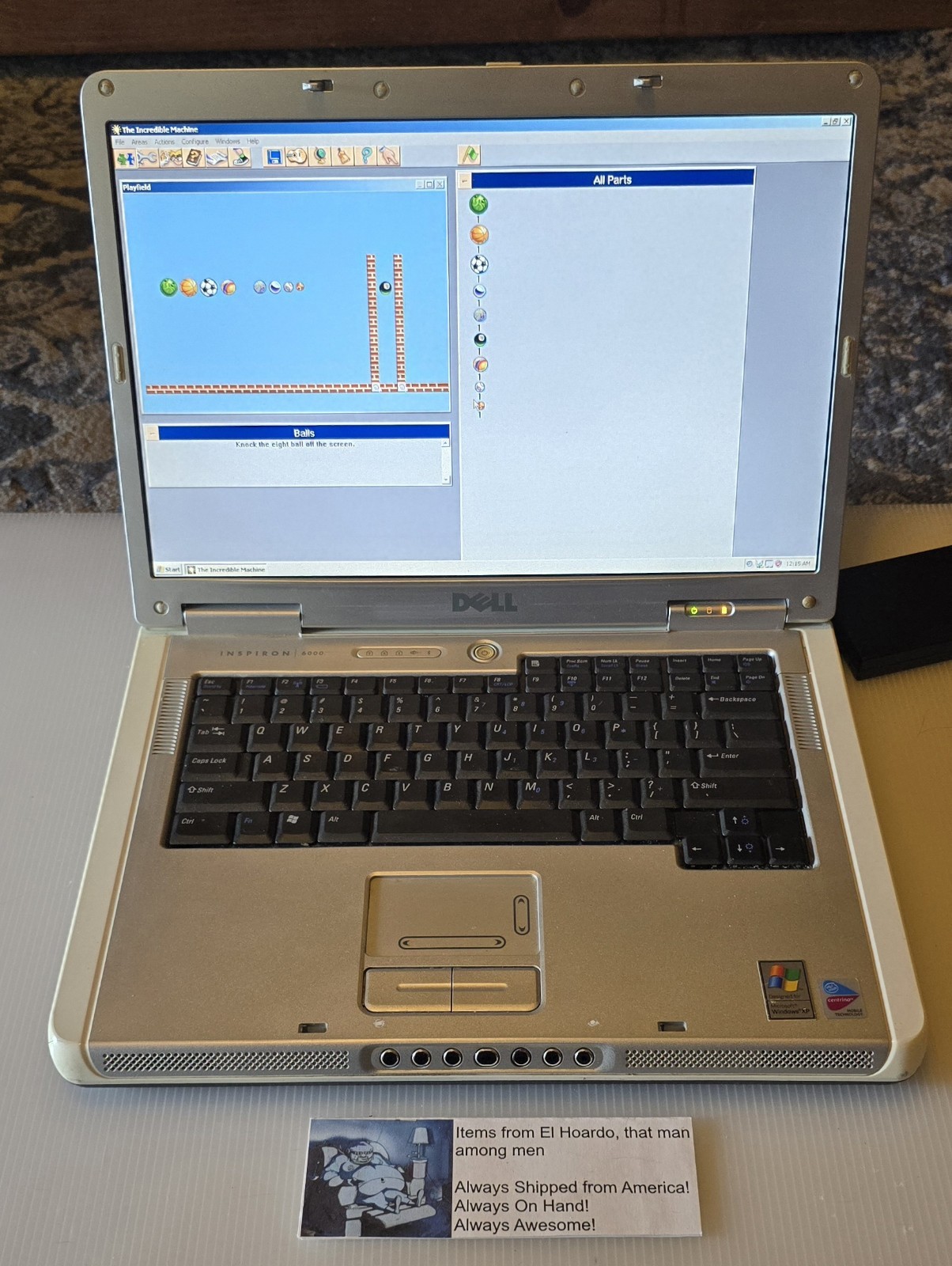 Dell inspiron 6000 laptop 1GB Ram 40GB HDD 1.6 Ghz Pentium M DVD Rom Windows XP