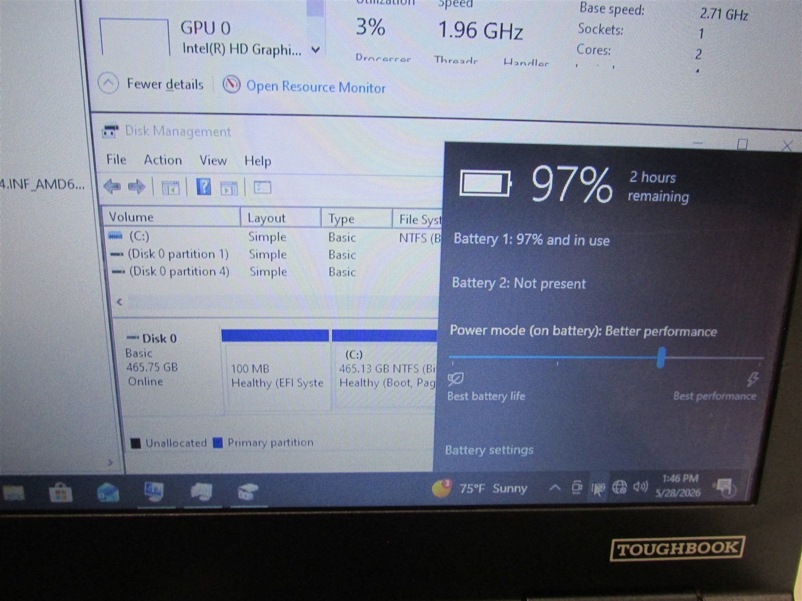 Panasonic Toughbook CF-54 MK3 i5-7300U 2.6GHz 8GB 500GB HDD 14″ W10P BIOS LOCK