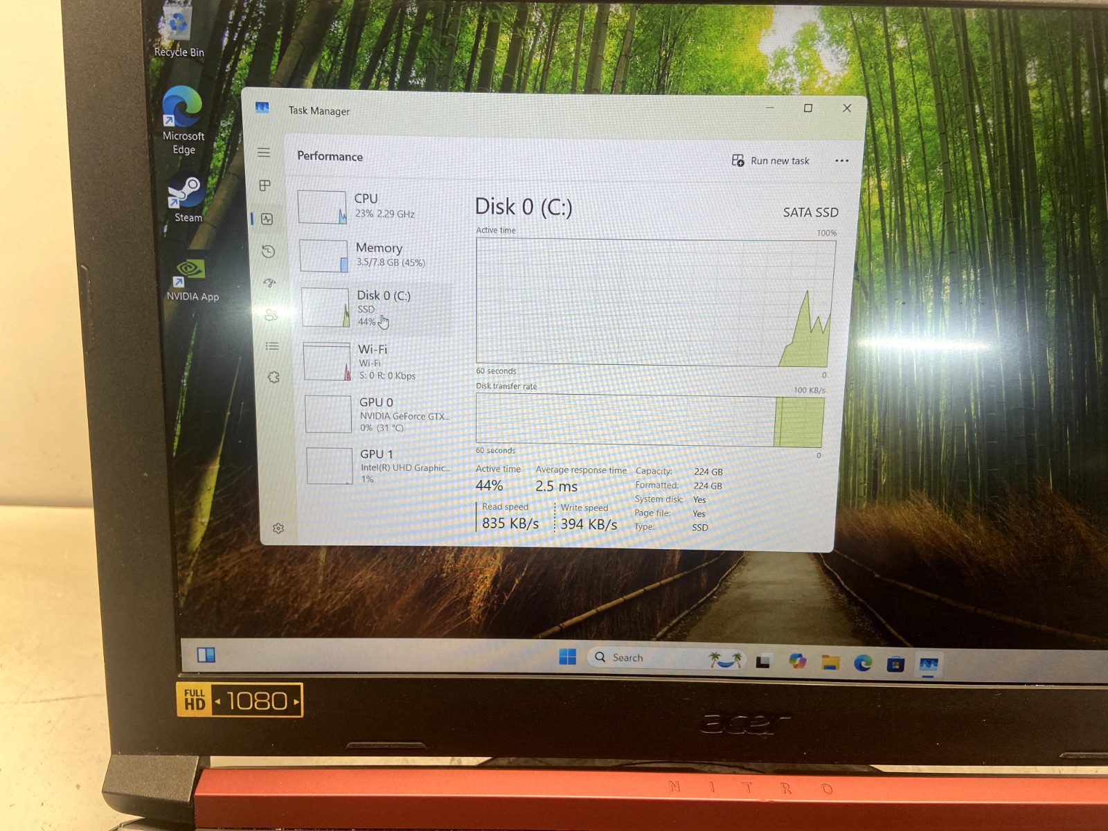 Acer Nitro 5 AN515-53 i5-8300H 2.3GHz 8GB 240GB SSD Windows 11 GTX 1050 4GB