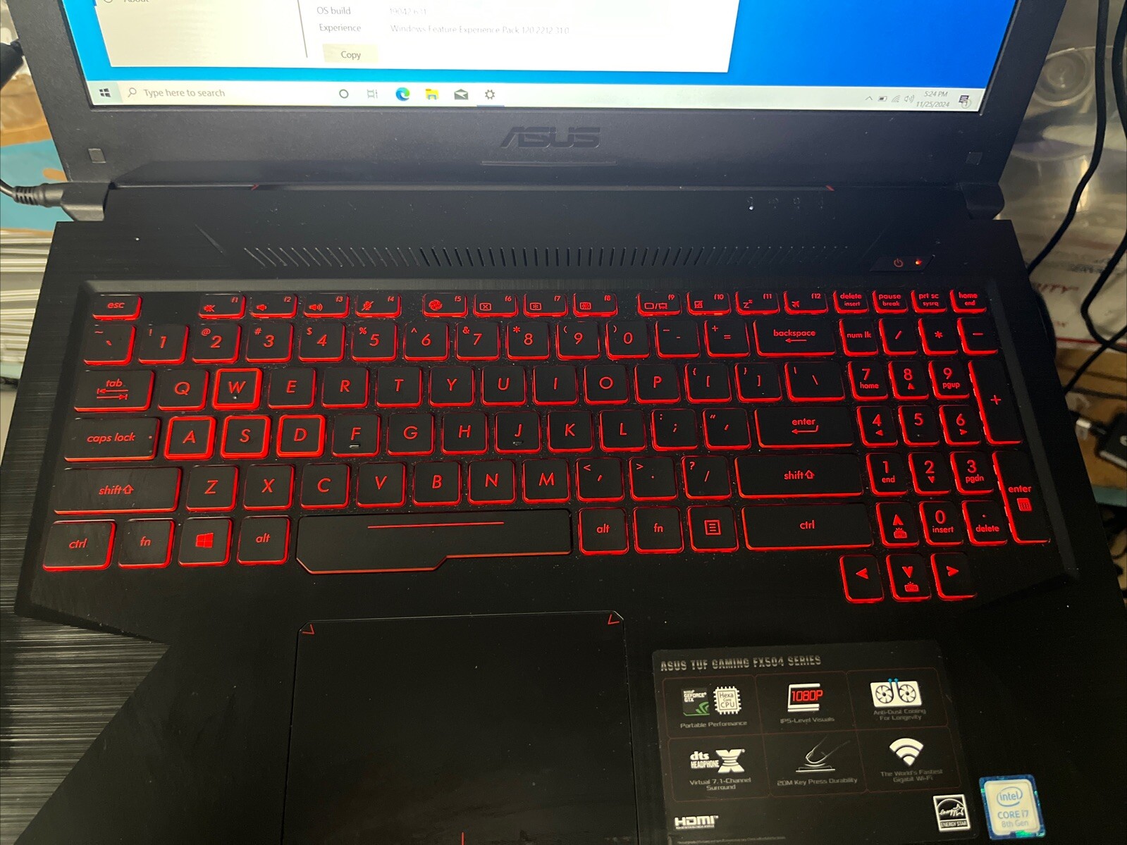 Asus TUF Gaming FX504G i7-8750H 2.20GHz 16GB RAM 256GB SSD 15.6″ Windows 10 Pro