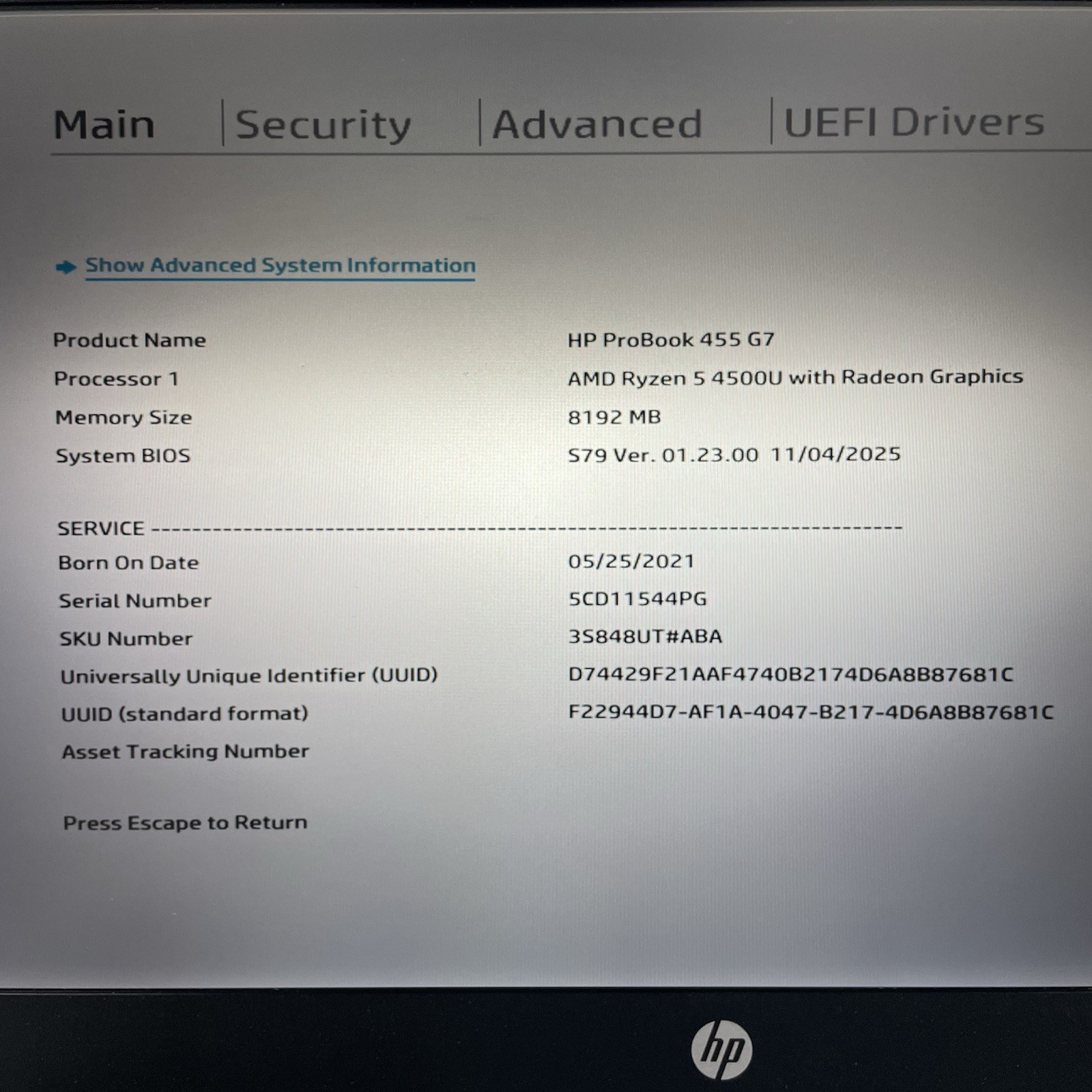 HP ProBook 455 G7 15.6″ Ryzen 5 4500U 2.375 GHz 8 GB RAM No SSD/OS/AC