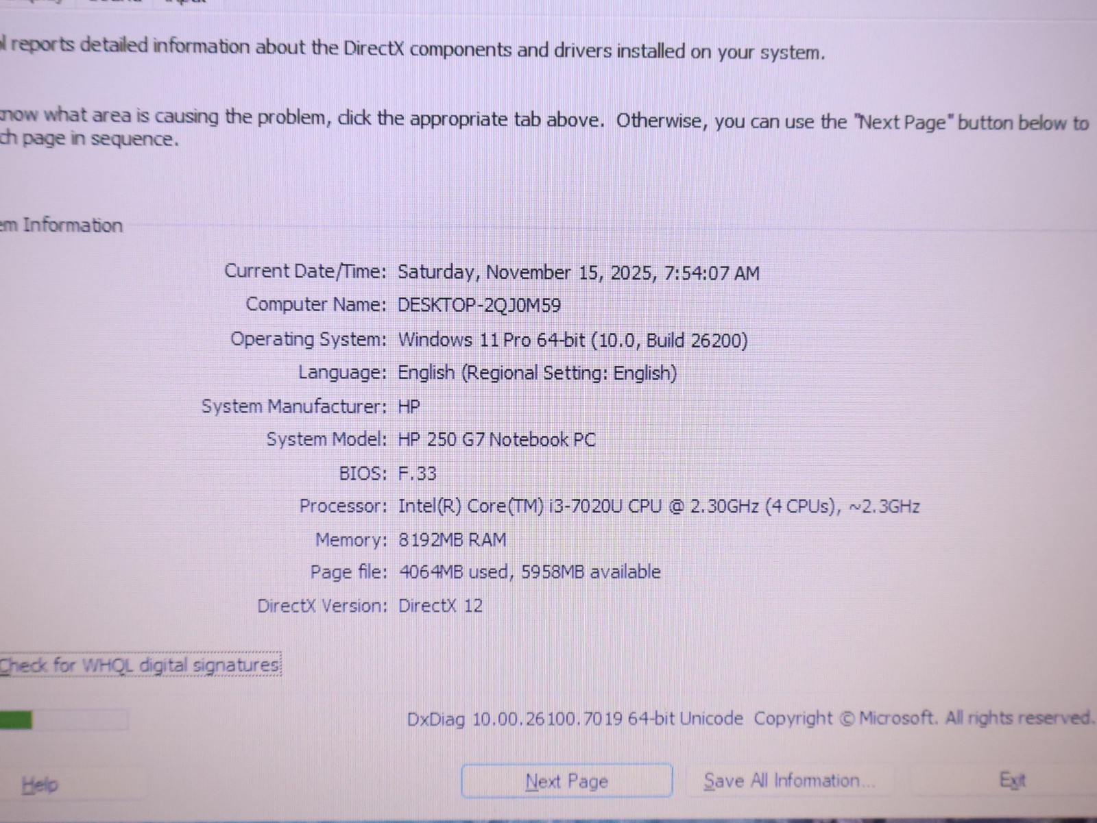 HP Notebook 250 G7 Intel Core i3-7020U 2.30GHz 8GB RAM 240GB SSD READ!!!