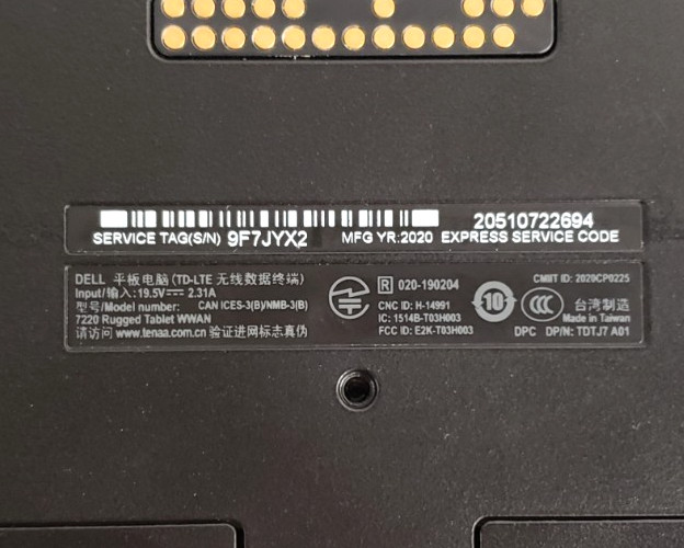 Dell Latitude 7220 Rugged Extreme Tablet i7-8665U 16GB RAM 512GB SSD Win 11 Pro