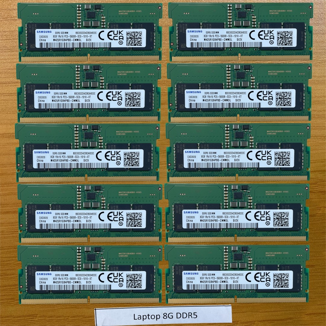 1000PCS 8GB DDR5 Laptop RAM Memory Mix Brands ,HP, DELL, Lenovo,ASUS, Acer etc