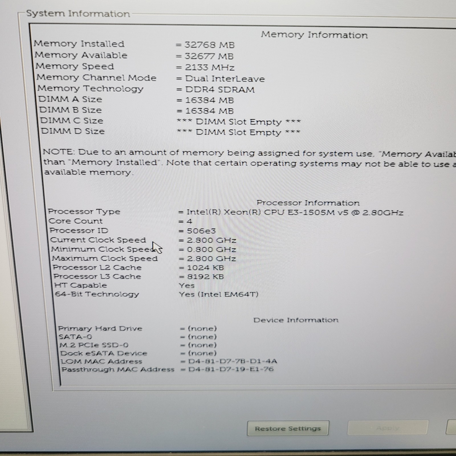 Dell Precision 7510 E3 1505M 16GB RAM No HDD 15.6″ FirePro 2GB – ***Boot to Bios