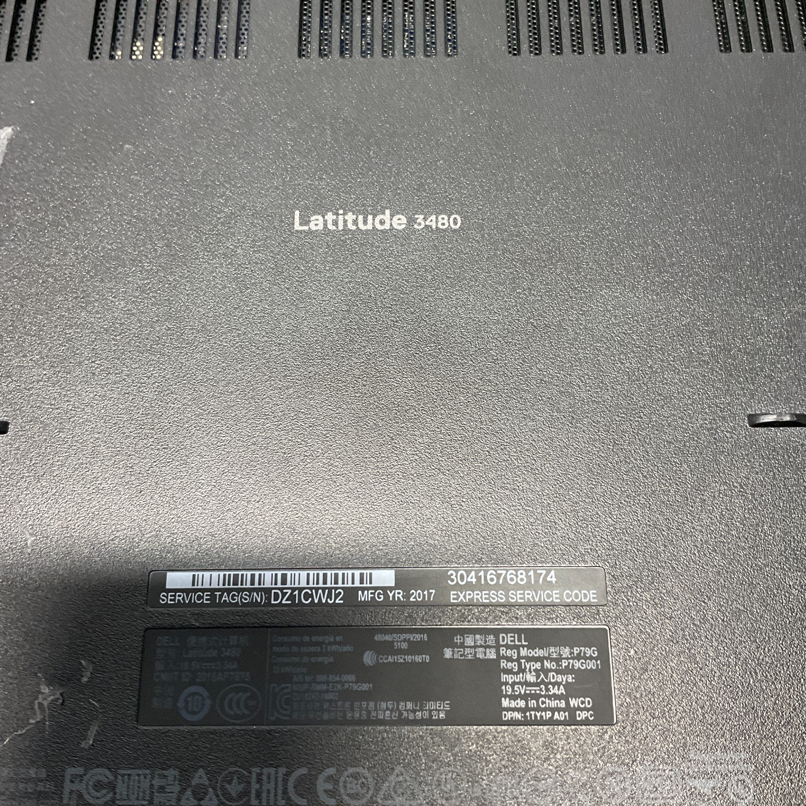 Dell Latitude 3480 Laptop Core i3 6th Gen FOR PARTS ONLY BROKEN LCD