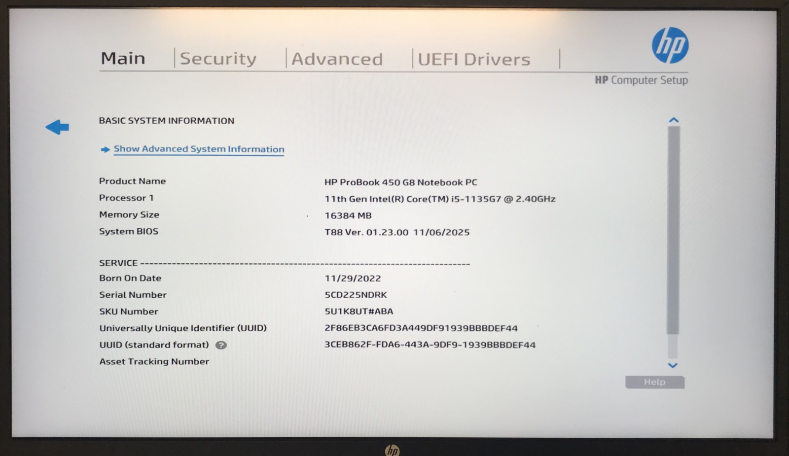 HP ProBook 450 G8 15.6″ Laptop i5-1135G7 16GB RAM 256GB NVMe, As Is