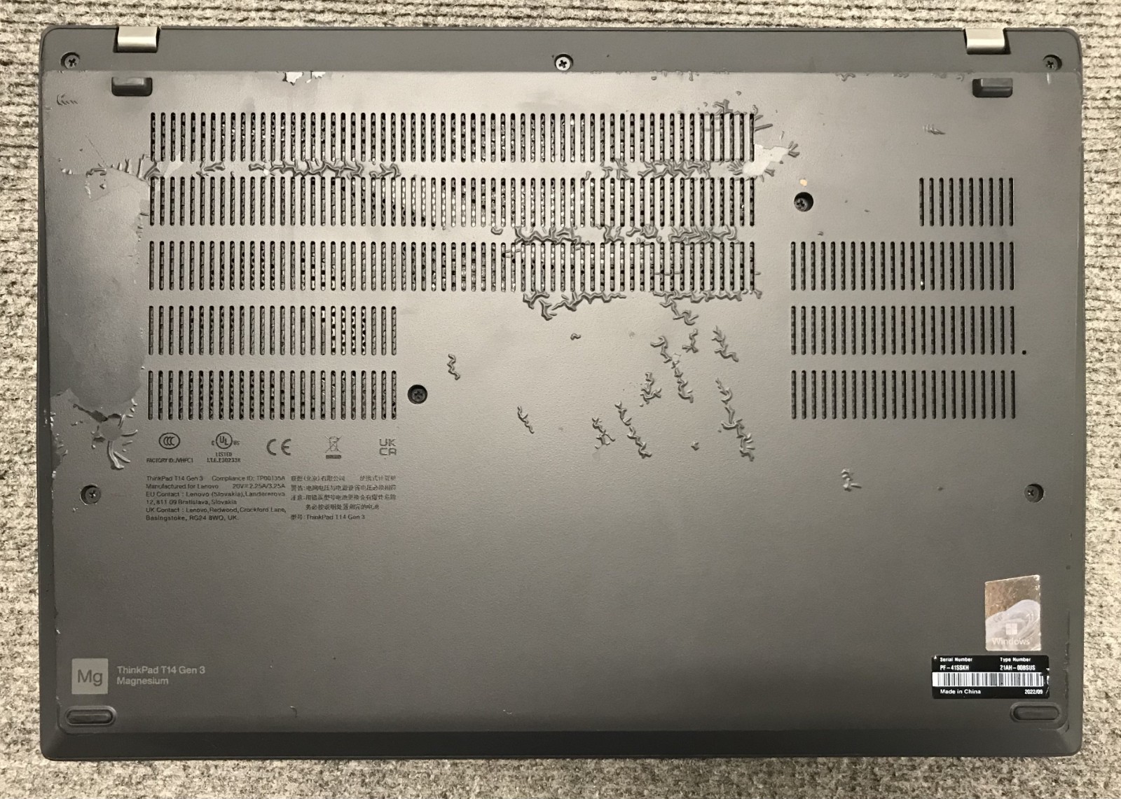 Lenovo ThinkPad T14 Gen 3 14″ Laptop i7-1260P 16GB RAM 512GB NVMe, As Is