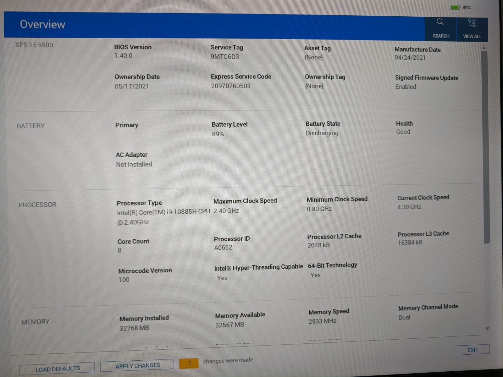 Dell XPS 15 9500 – Core i9-10885H | 32GB DDR4 | 1TB NVMe | GTX 1650 Ti 4GB | W11