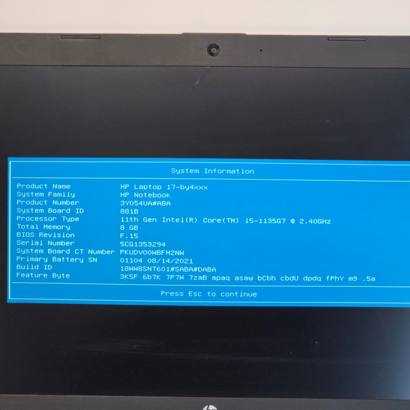 HP Notebook 17-by4633dx Laptop PC | Intel i5-1135G7 2.4GHz | 8GB RAM | No HDD A6
