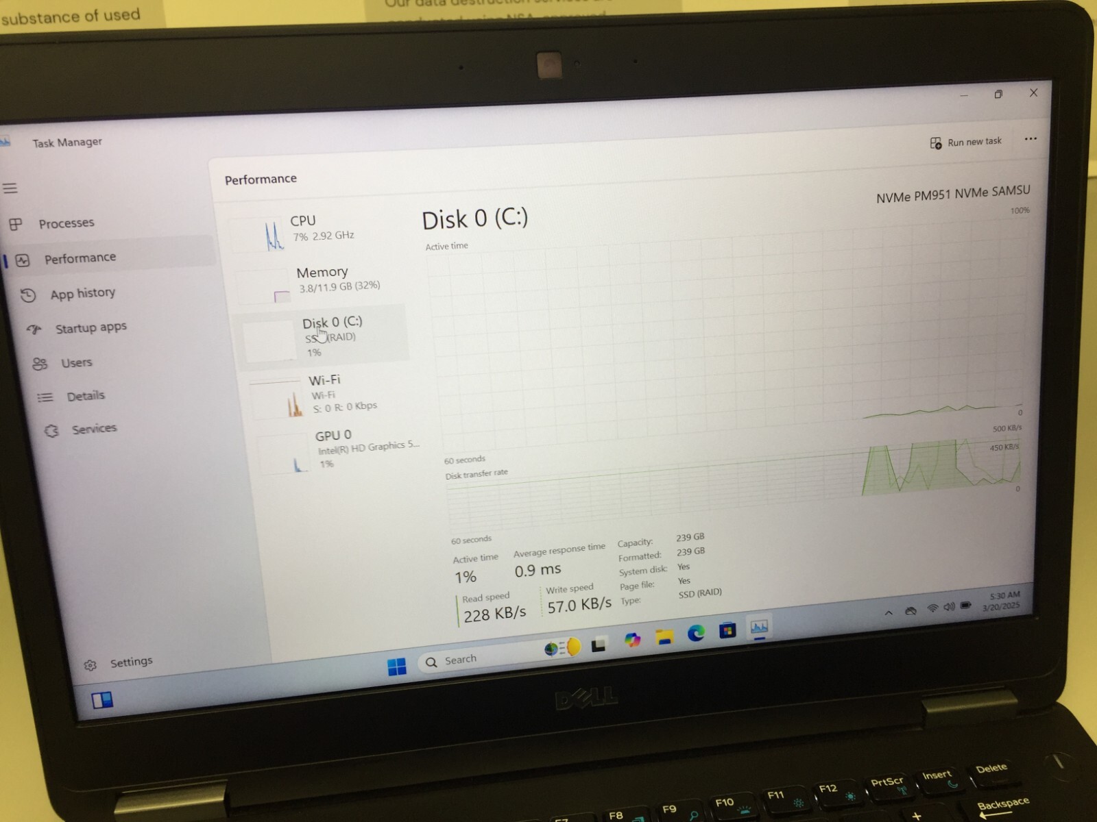 Dell Latitude E7470 14″ 256GB SSD Core i5 6th gen 2.40GHz, 12GB WIN 11 PRO