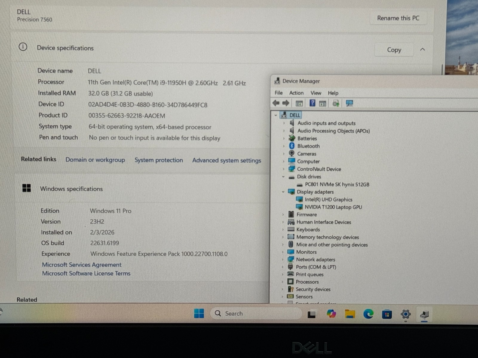 Dell Precision 7560 15.6″ i9-11950H 32GB 512GB SSD NVIDIA T1200 FHD Workstation