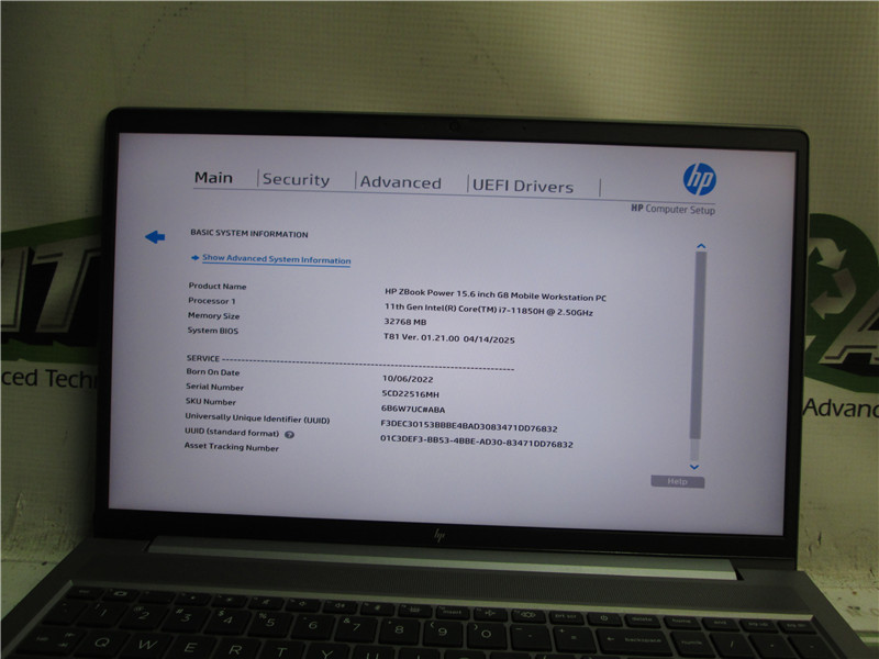 HP ZBook Power Laptop i7-11850H 2.5GHz 32GB 512GB SSD Windows 11 Pro COA
