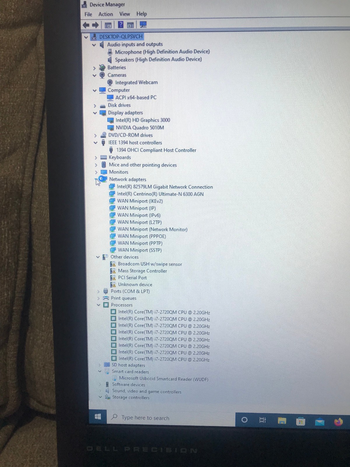 Dell Precision M6600 17″ i7-2720QM CPU @2.2GHz RAM 12GB