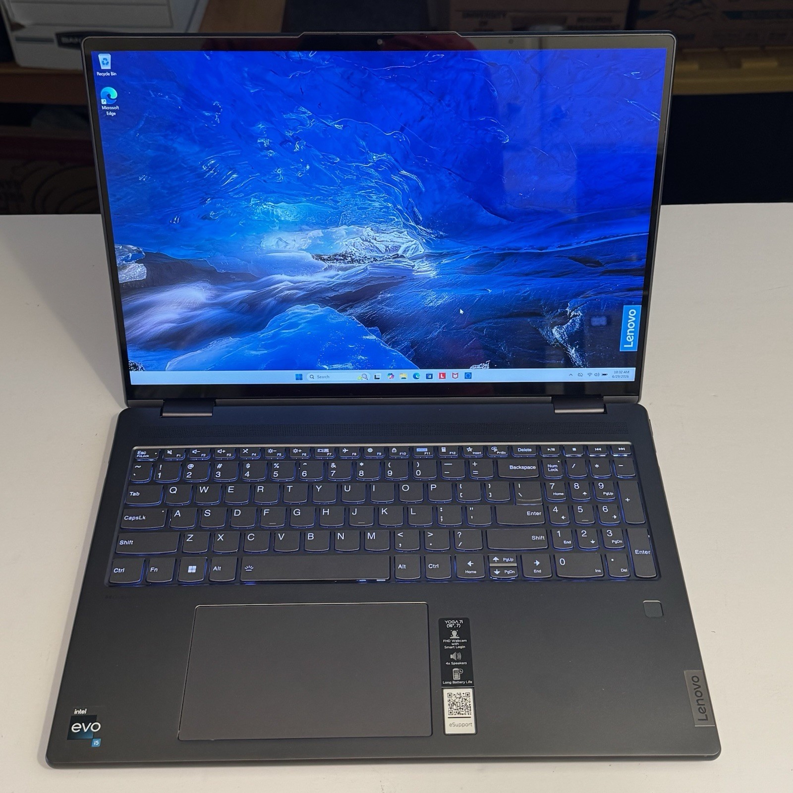 Lenovo Yoga 7i 2-in-1 16″ 2.5K Touch Laptop Core i5-1240P 8GB RAM 256GB SSD Gray