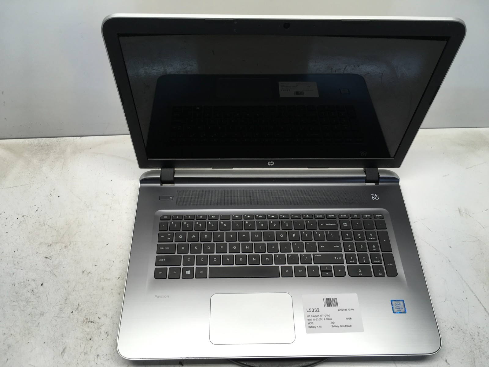 HP Pavilion 17T-G100 Intel i5-6200U 2.3GHz 8 GB NO HDD/Battery