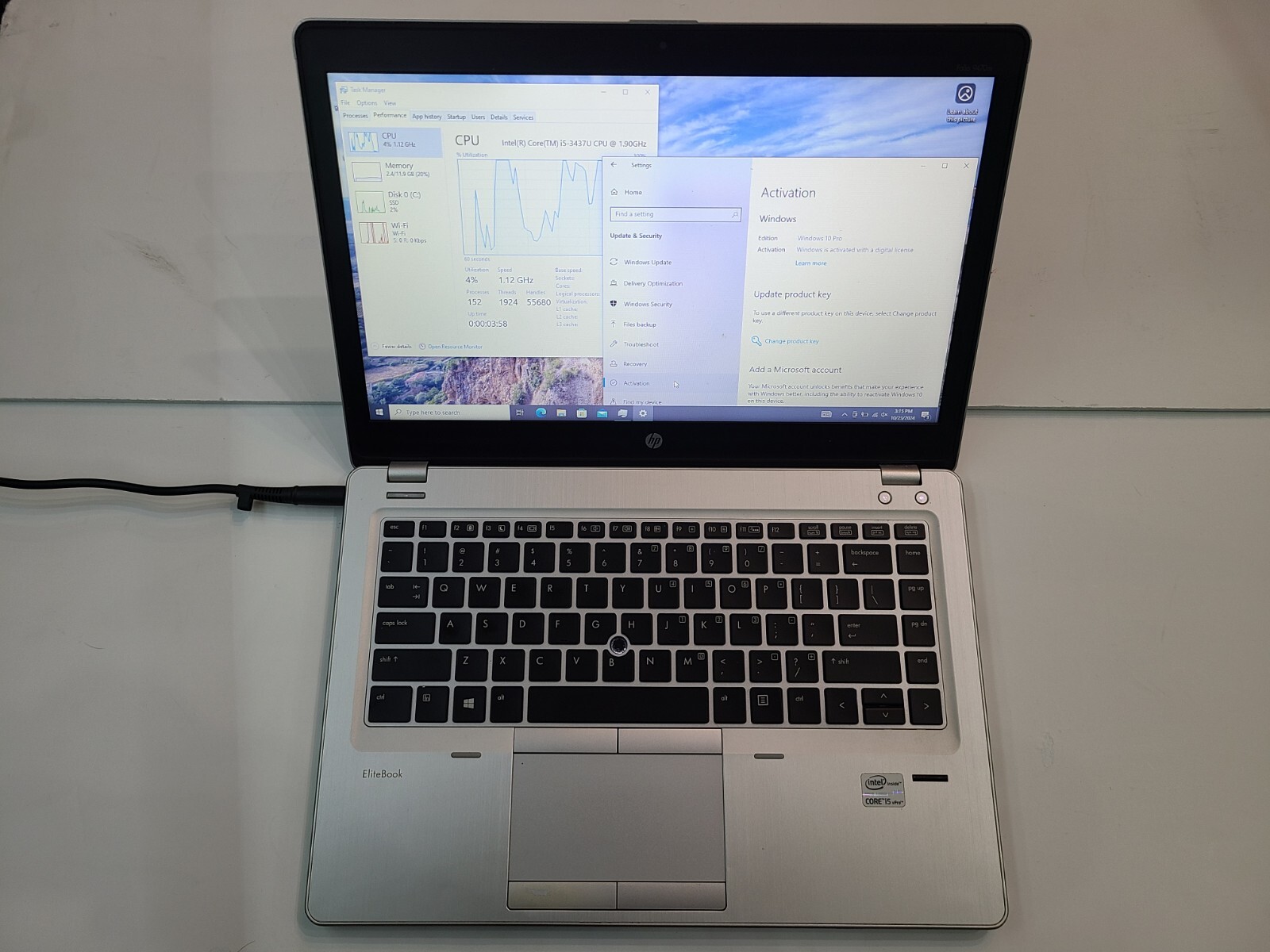 HP Elitebook Folio 9470M 14″ i5-3437U 12GB 128GB SSD Win 10 Pro Laptop READ -C