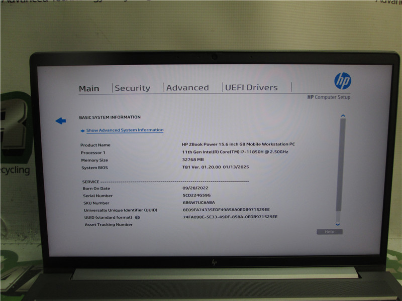 HP ZBook Power Laptop i7-11850H 2.5GHz 32GB RAM 512GB SSD Windows 11 Pro COA