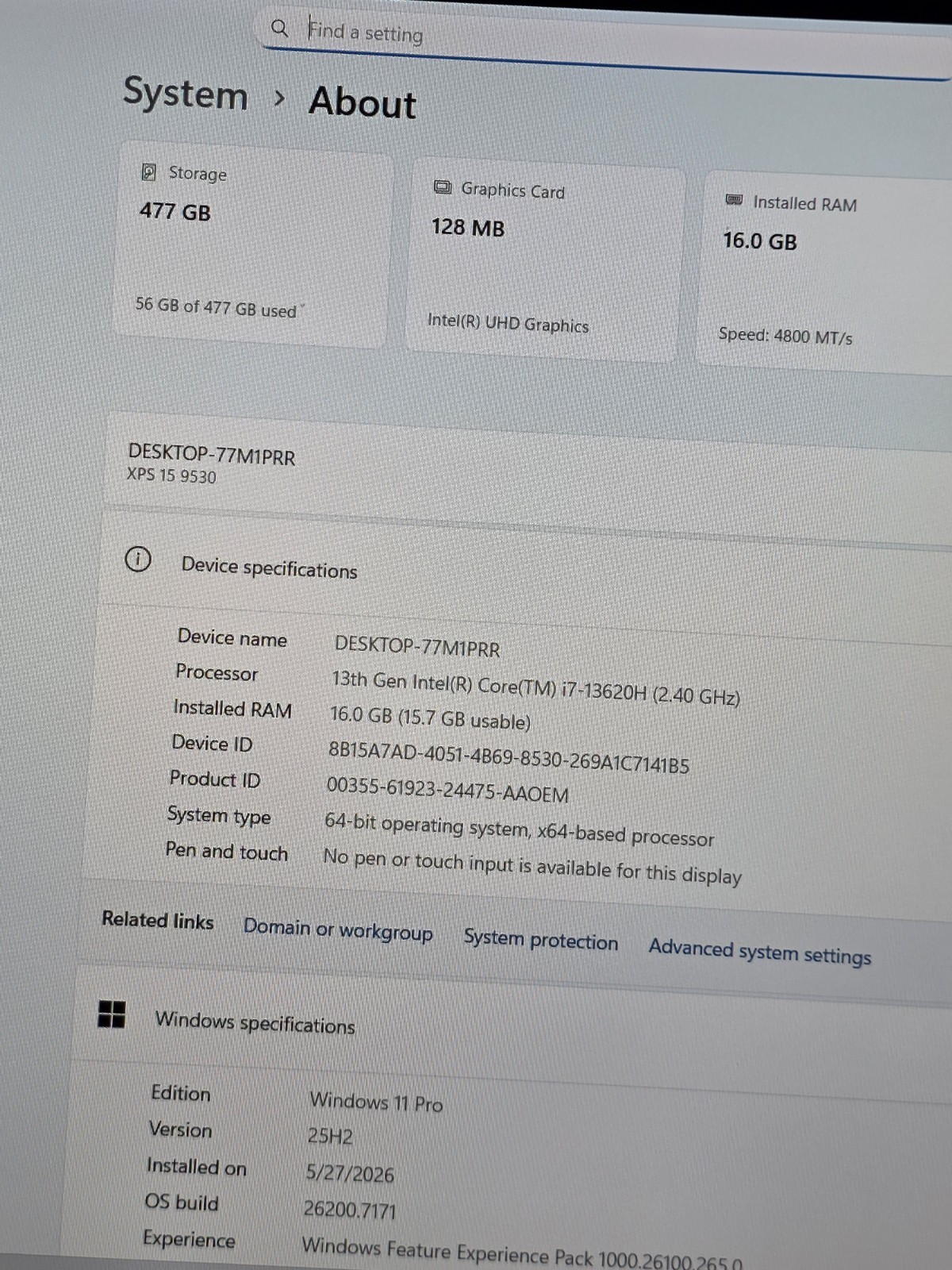 Dell XPS 15 9530 15.6″ FHD+ Intel Core i7-13620H 16GB RAM – 512GB SSD Intel iGPU