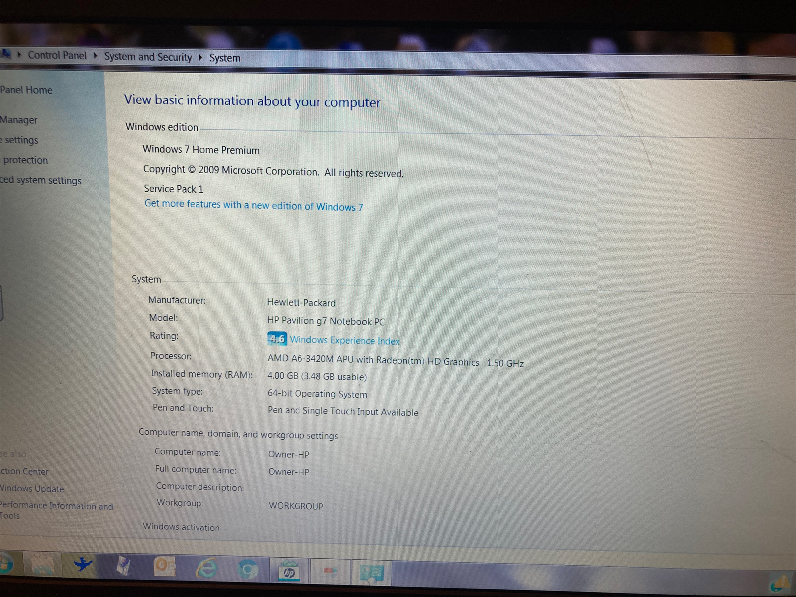 HP Pavillion g7 Notebook PC 17.5″ Screen ( Product A7A32UA#ABA)