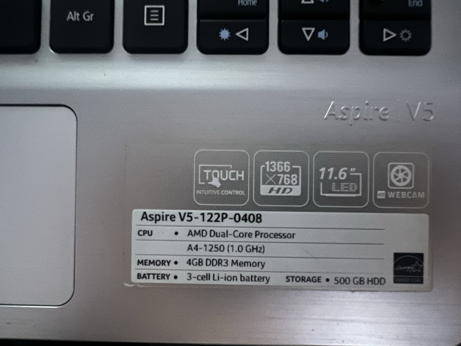 Acer Aspire V5-122P-0408 Series MS2377-touchscreen-water damage-see photos