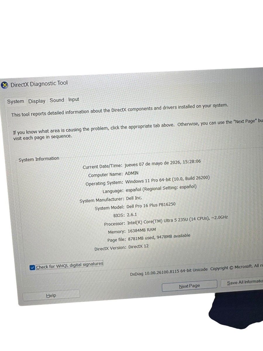 DELL PRO 16 PLUS Ultra 5 235U 16GB 250GB (mle-jp) (PBR120157)