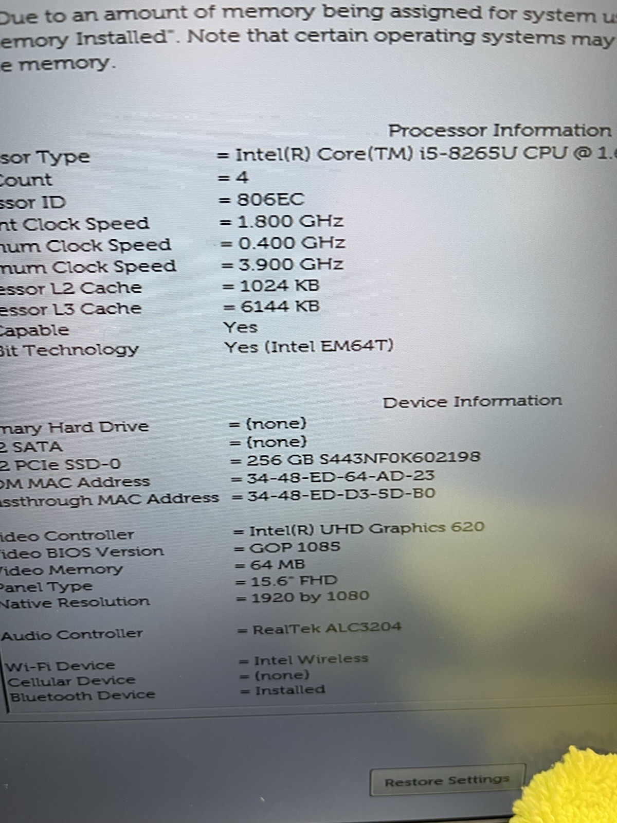 Dell Latitude 5500 15.6″ i5-8265U 8GB RAM 256GB SSD FHD Win11pro