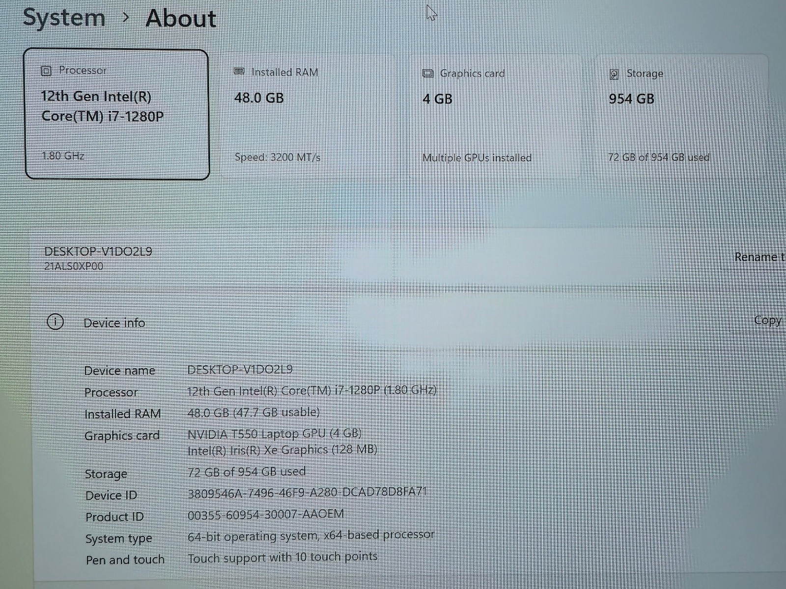Lenovo ThinkPad P14S Gen 3 Intel i7-1280P 48GB RAM 1TB SSD T550 Touchscreen