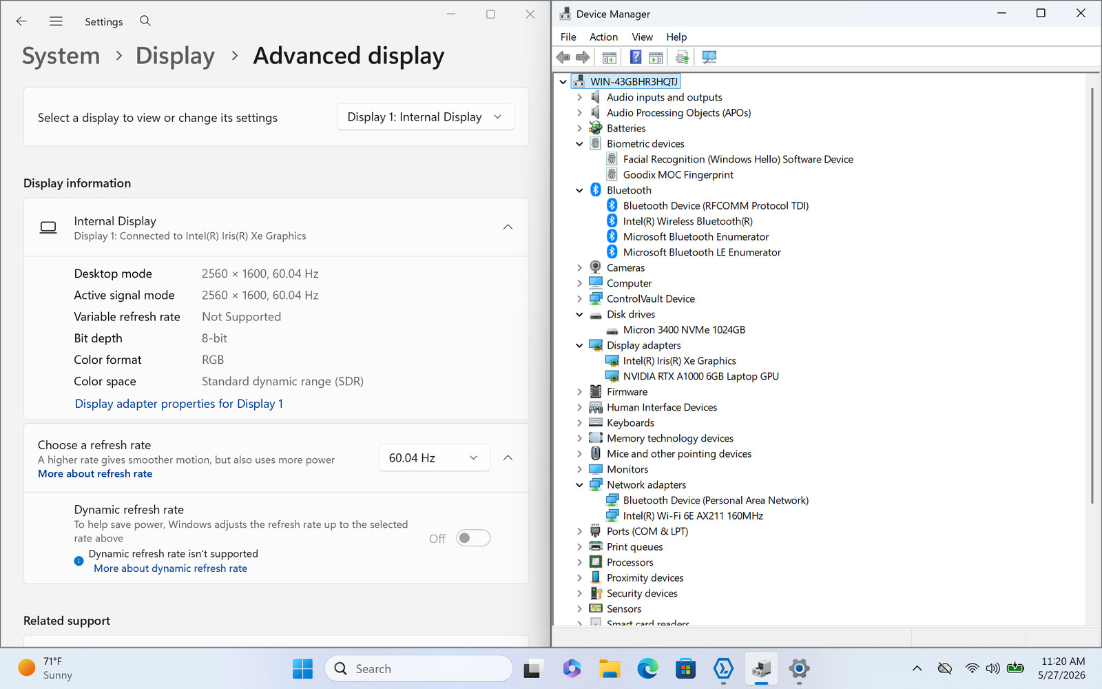 Dell Precision 5480 14″ WQXGA Touch i7-13800H 32GB 1TB RTX A1000 W11P Grade C