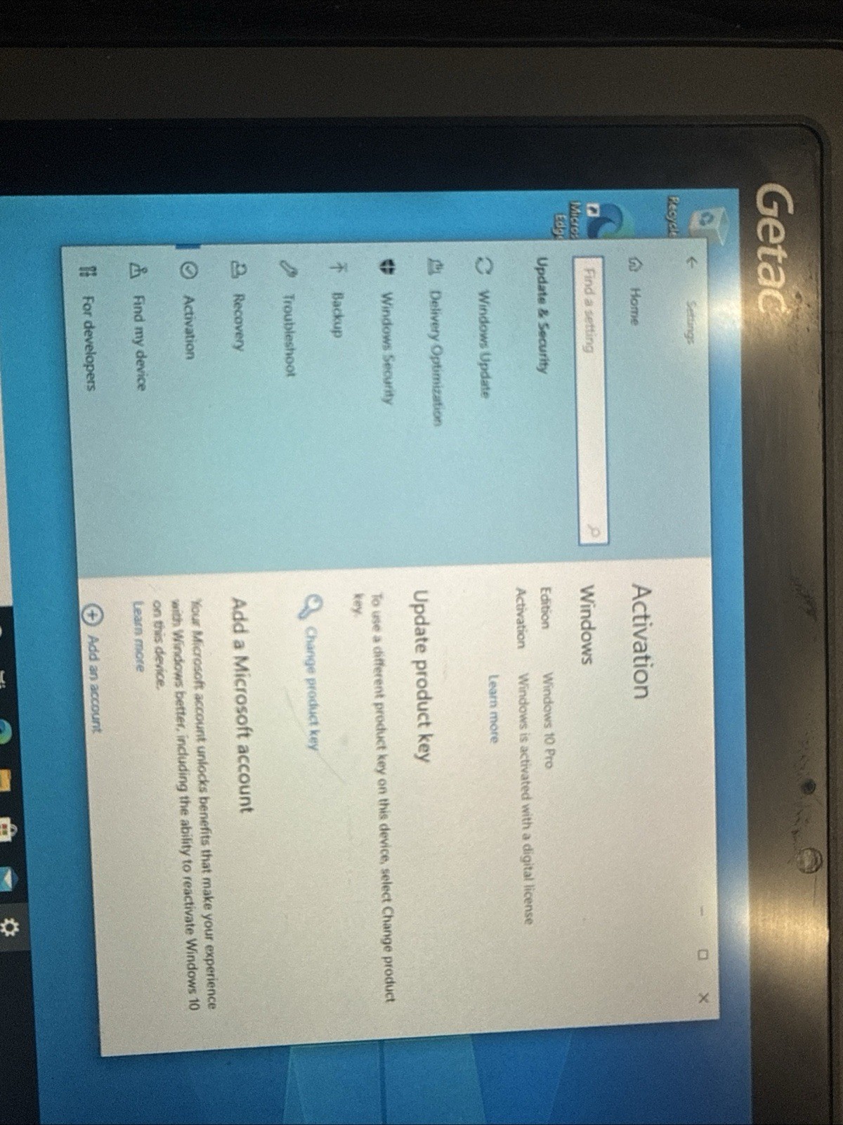 GETAC F110 G3 Rugged Tablet i7-6500U 2.50GHz 256GB SSD 4GB Ram Win10Pro