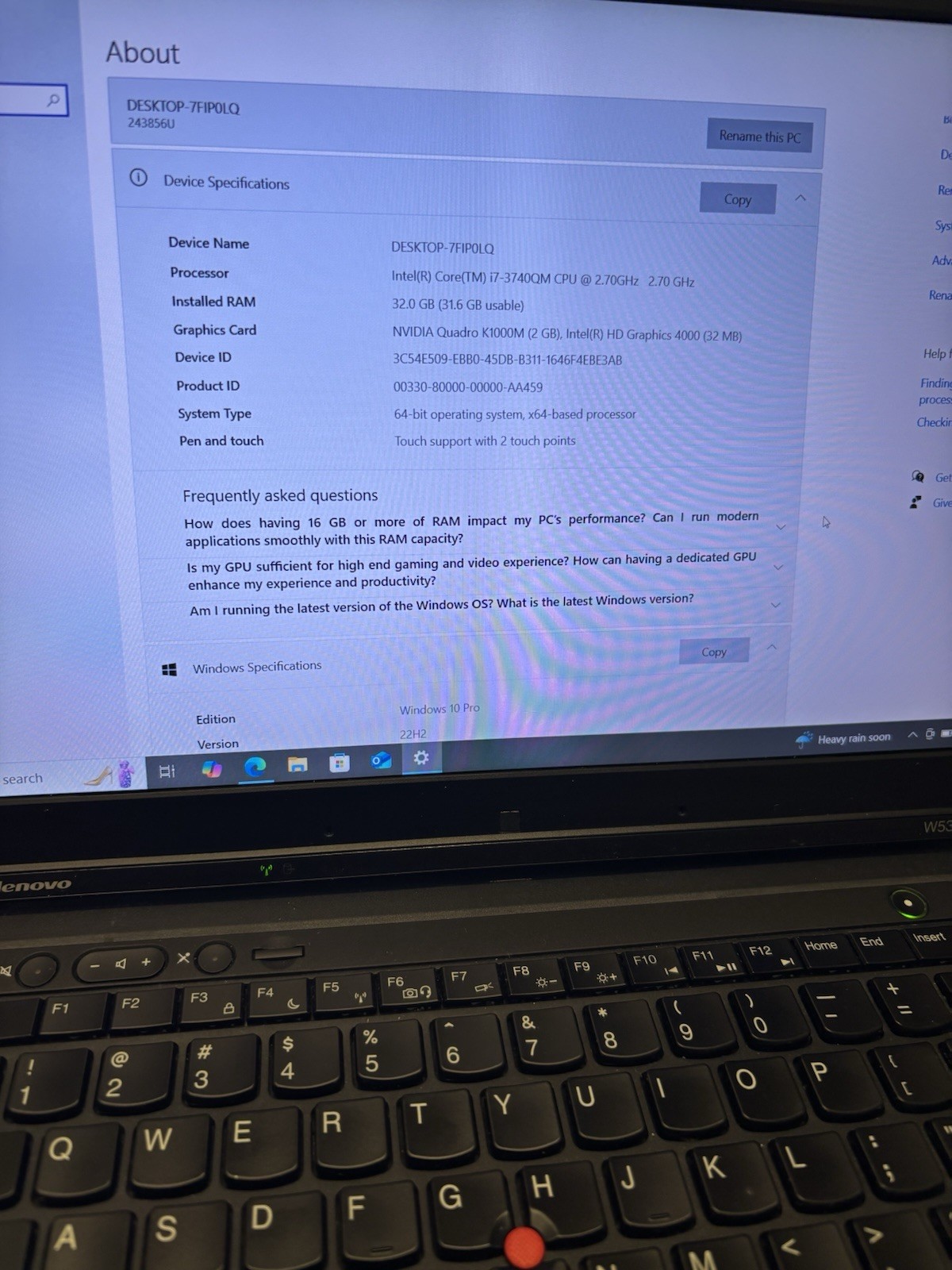 Lenovo Thinkpad W530 32gb Ram 480gb SSD Nvidia Quadro