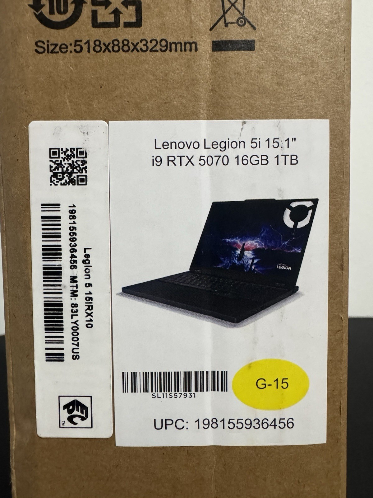Lenovo Legion 5i Laptop 15.1″ WQXGA OLED, I9 16GB RAM, 1TB SSD, NVIDIA RTX 5070