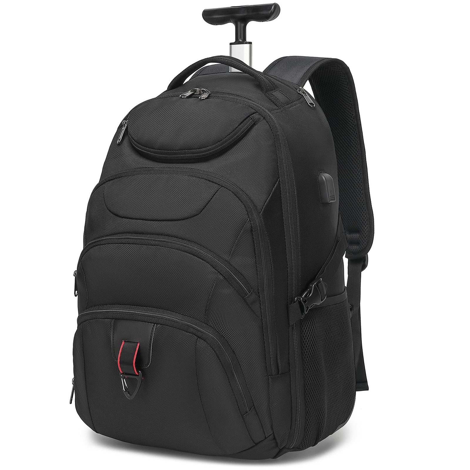 Boavan Rolling Backpack,17 inch Water Resistant Wheeled Backpack,Carry on Luggag