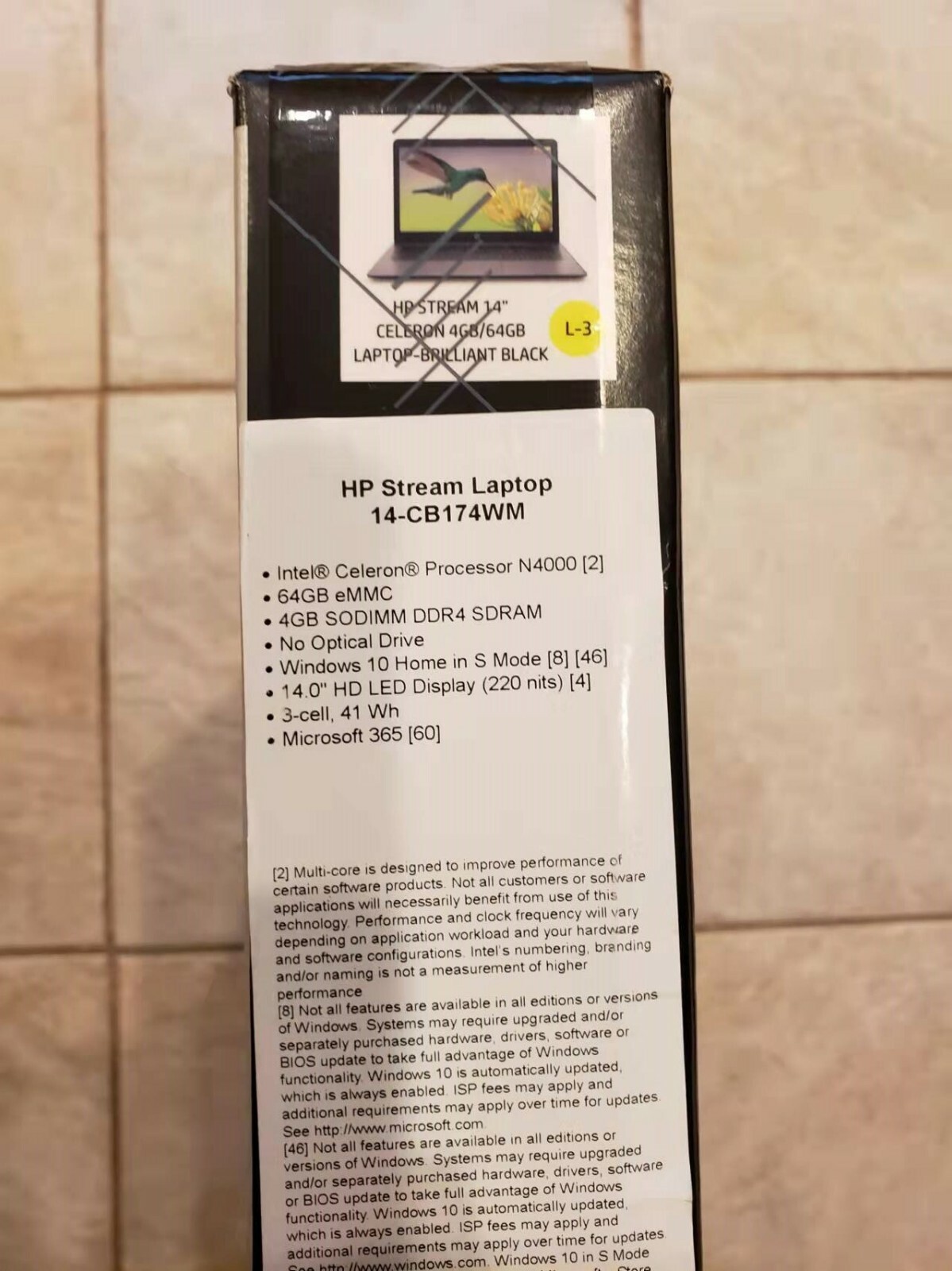 New HP Stream 14″ Celeron 4GB/64GB Laptop-Brilliant Black – 14-cb174wm