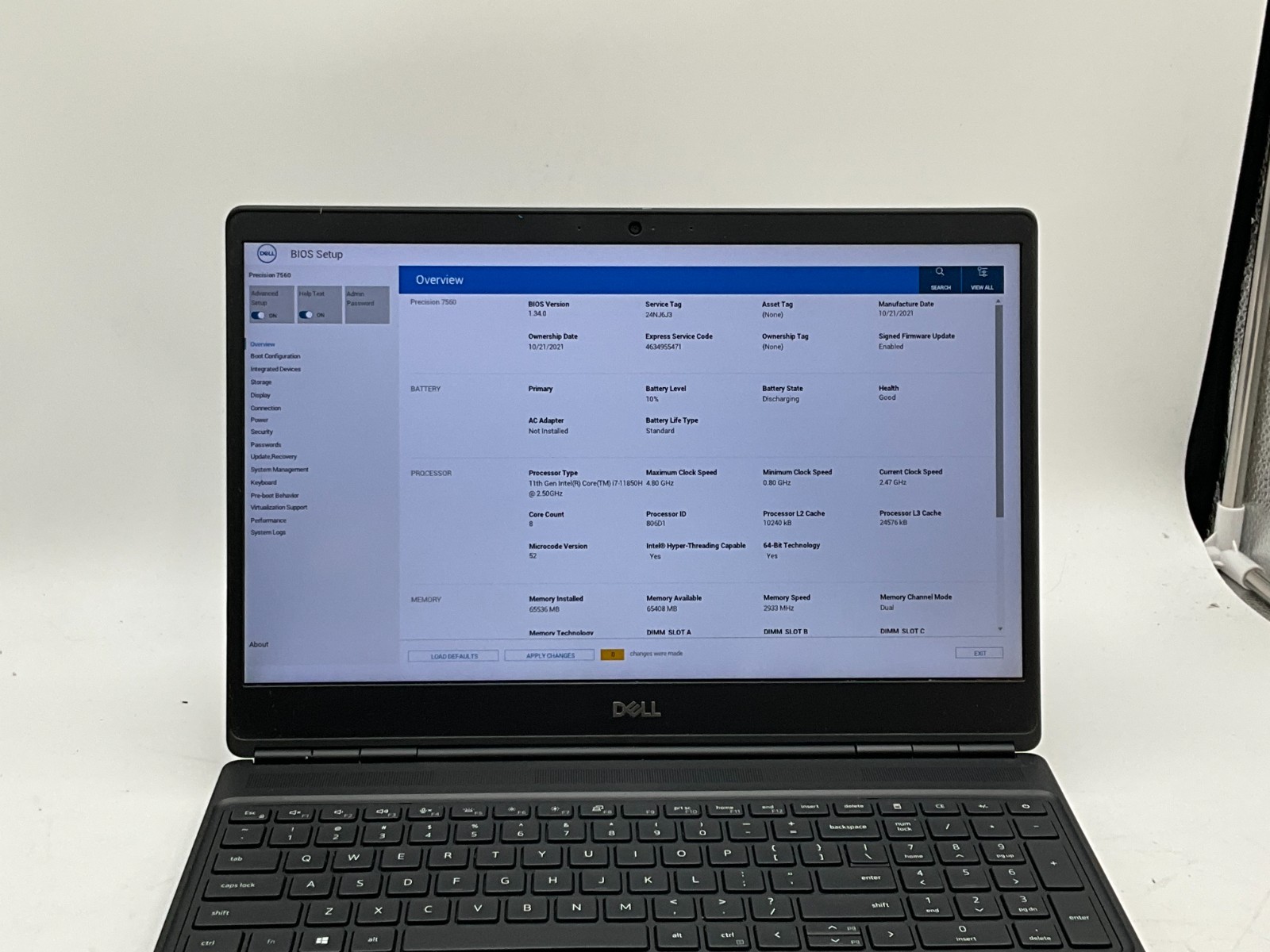 DELL Precision 7560 i7-11850H 2.50 64GB 1tb T1200 15.6″ WIN11 laptop 24NJ6J3