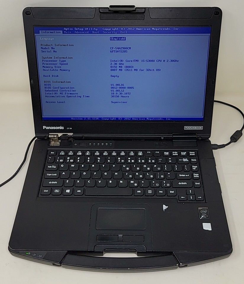 PANASONIC CF-54-1 Laptop Intel Core I5-5300U 8GB SEE NOTES