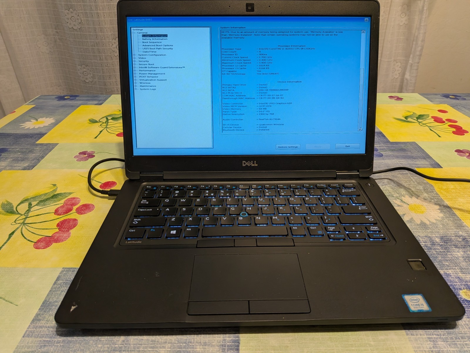 Dell Latitude 5490 (Core i5-8250U 1.60GHz, 8GB Memory, 256GB SSD, Windows 11)