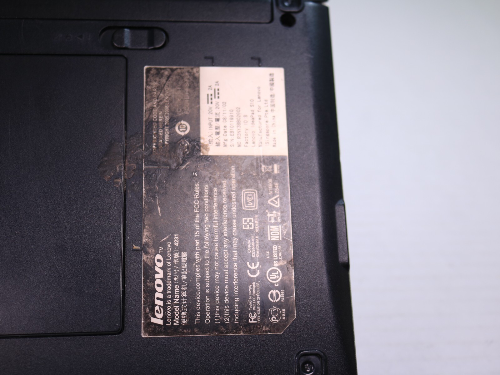 Lenovo Laptop 4231 Ideapad Laptop Netbook As Is, 512M Ram, no HHD, no AC cord. !