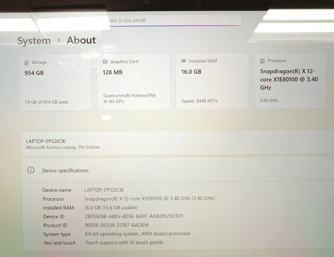 Microsoft Surface Laptop 7 15″ 2037 (1TB NVMe SSD, Snapdragon X Elite, 16GB RAM)