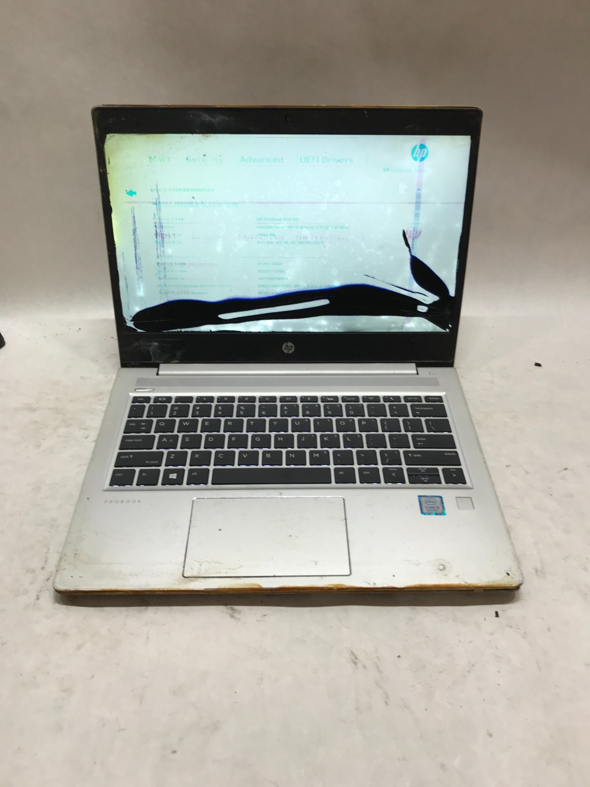 HP ProBook 430 G6 13″ Intel Core i5 NO RAM NO SSD/OS For Parts RUST & CRACKED DW